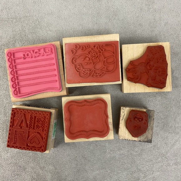 Vintage & new teddy bear frames heart rubber stamp lot - Picture 6 of 7
